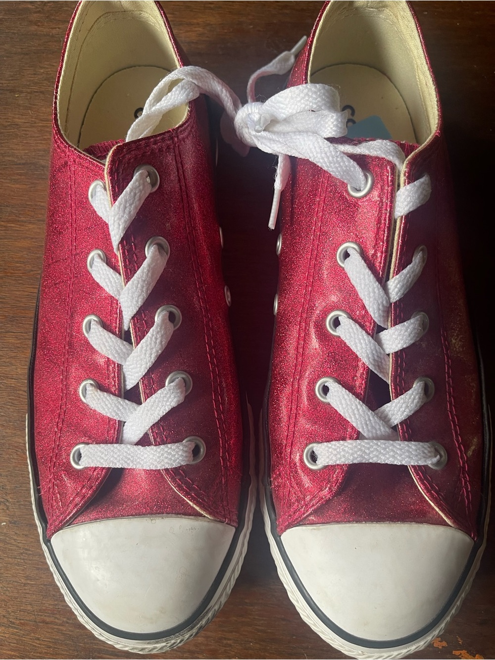 Women’s glitter Red Canvas Lace-Up Sneakers